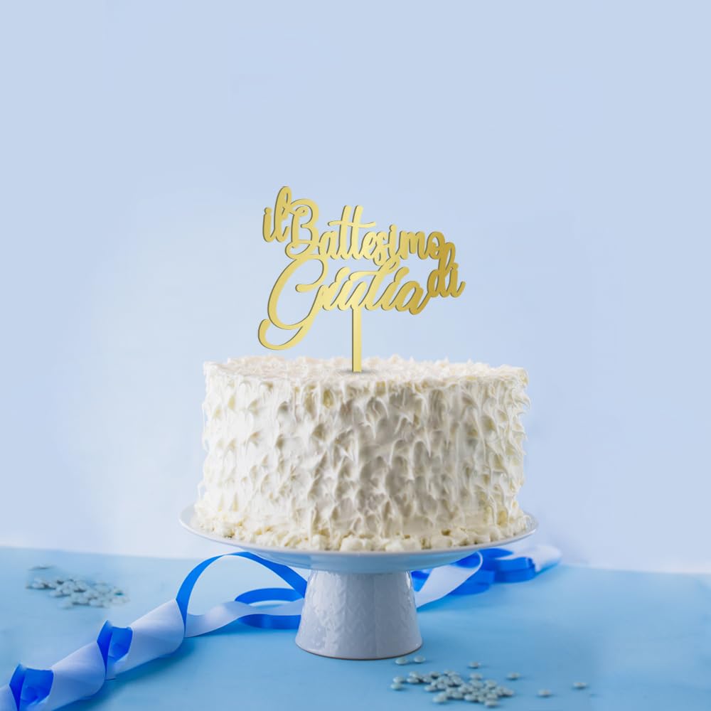 Manschin-Laserdesign Cake Topper Acrilico/Legno Sacra Battesimo, Topper, Caketopper, Spina, Spina, Torta, Torte Azzurro