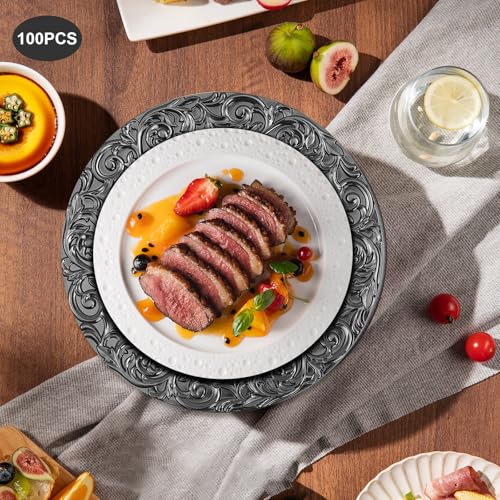 100 Platos Decorativos Redondos de Plástico 13 pulg miniatura 2