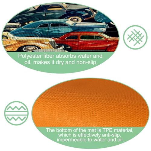 Tapis de cuisine lavable et absorbant lot de 2 rétro - 6