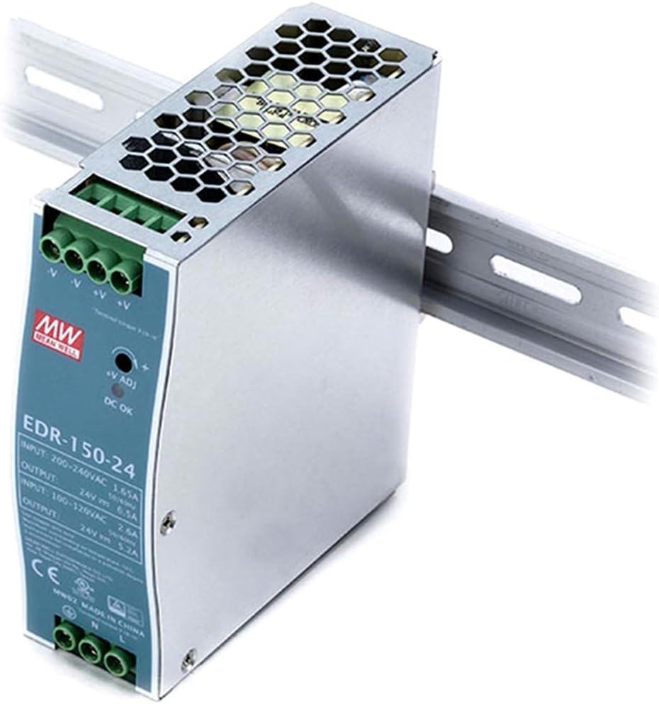 EDR-150-24 150W 24V 6.5A Single Output Industrial DIN Rail Power Supply, Constant Current Limiting, Overload & Overvoltage Protection