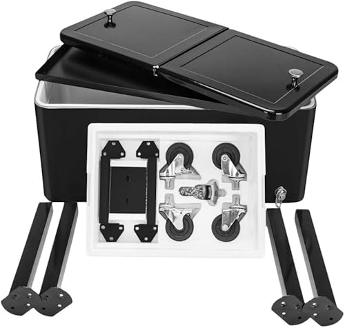 Miniatura 6 de Enfriador de bebidas con ruedas de 80 cuartos de galón, carrito portátil de bar para fiestas de patio, con estante y abridor de botellas
