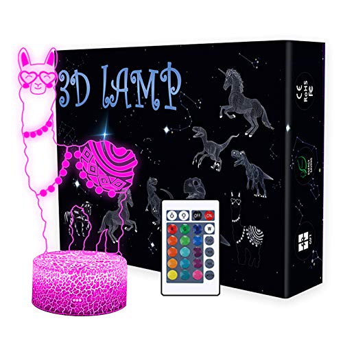Alpaca Llama 3D Optical Illusion Lamp,7 Colors Change with Remote & Touch Control Kid Night Light Ho - //coolthings.us