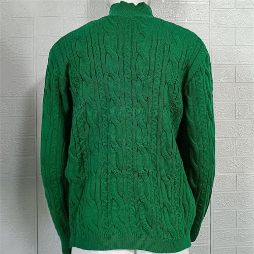 Mens Double Breasted Cardigan Sweaters Mock Neck Cable Knitted Button Down Knitwear Slim Fit Casual Knitted Sweater3