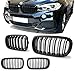 DM Autoteile 2x Kühlergrill SET Schwarz Glanz Doppelsteg passend für X5 F15 +X6 F16 13-17