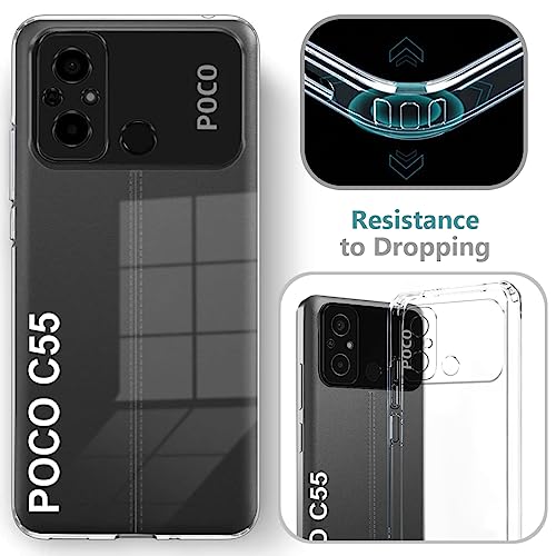 Image of Fashionury Crystal Clear Case for Poco C55 | Yellowing Resistance | Transparent TPU Silicone | Raised Camera Lips | Slim Transparent Cover