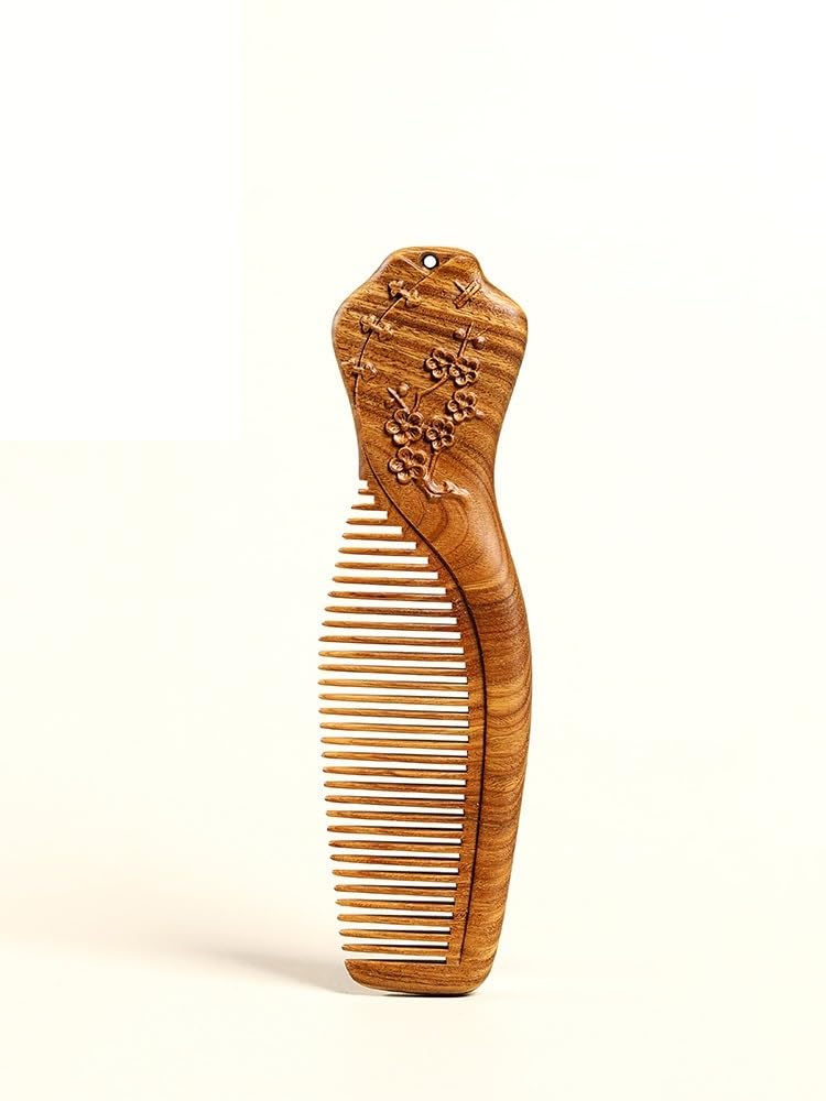Peruka Grzebień Wooden Carved Comb Vintage Curling Comb Women's Long Hair Comb for Hair, Beard or Mustache Duże grzebienie do włosów