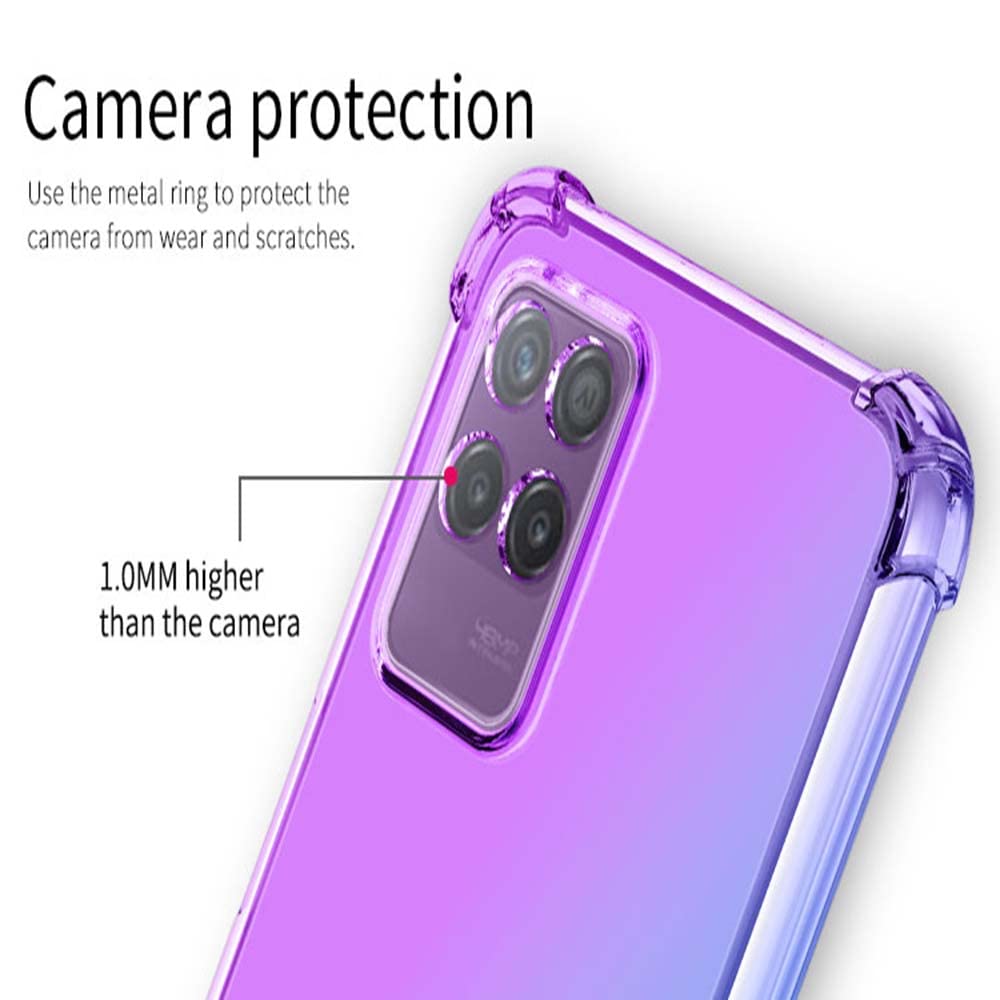 SEAHAI Cover Per Realme 8i, Custodia In Vetro Temperato Sfumato Viola, Paraurti In TPU Morbido, Antiurto - 3
