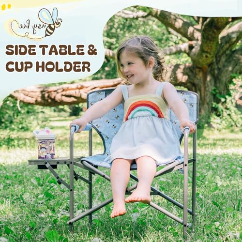 Busy Bee Kids Director Camping Chair with Foldable Side Table, Lightweight, Flat Folding, Compact and Portable, Perfect Kid Beach Chairs, Supports 150 Lbs. - image 4