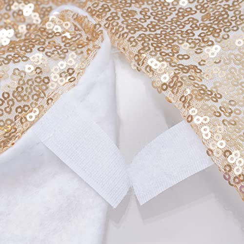 Yookat-1-Pack-Christmas-Tree-Skirt-24-Inches-Round-Sequence-Tree-Skirts-Sparkle-Tree-Mats-Champagne-Gold-Christmas-Tree-Skirt-for-Christmas-Tree-Decorations Yookat 1 Pack Christmas Tree Skirt 24 Inches Round Sequence Tree Skirts Sparkle Tree Mats Champagne Gold Christmas Tree Skirt for Christmas Tree Decorations