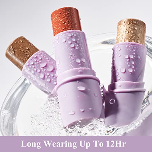 Luxaza 4Pcs Contour Stick Makeup Set, Highlighter & Cream Bronzer & Blush & Moisturizer Pen, Illuminator Highlighting Makeup For Face Brightens & Shades Pencil, Non-Greasy Long Lasting Shades Pencil #01 Peach Set #TOP3