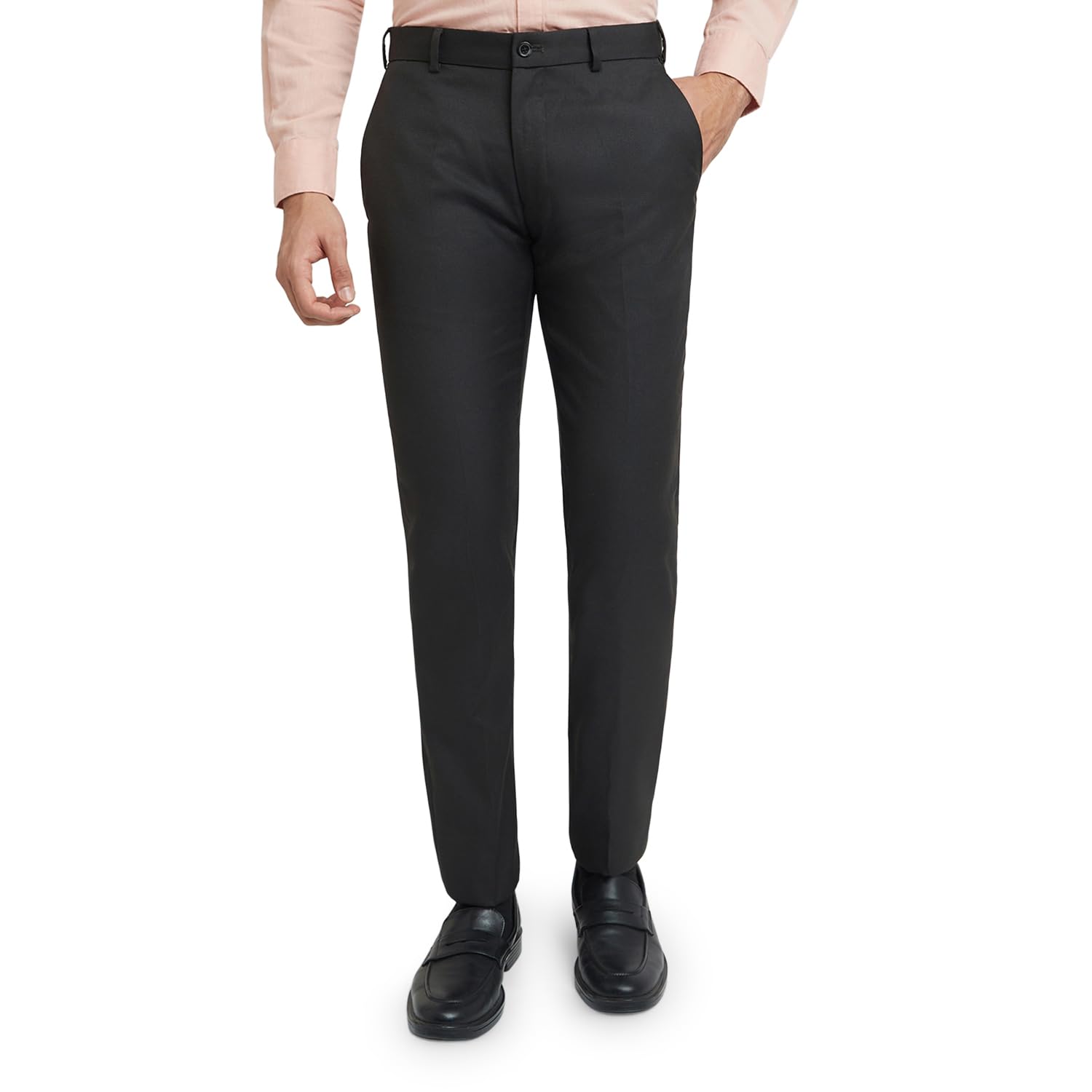 raymond Men's Slim Fit Structure Pattern Polyester Viscose Blend Flat Front Trouser-picture-16