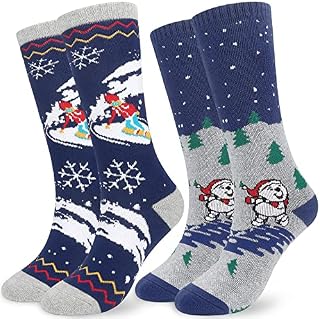 srclo Kids Thermal Ski Sports Winter Socks,2 Pairs Knee High Colorful Skiing Snowboarding Walking Warm Socks for 5-15 Years Old Youth Boys Girls UK Child Size 8.5J-2/EU26-34.