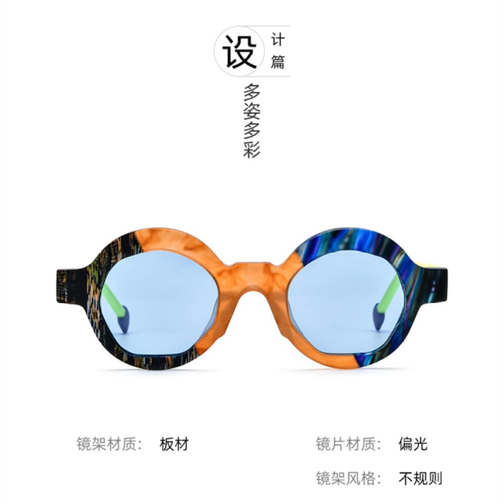 gafas de sol redondas irregulares esmeriladas polarizadas nicho UV400 gafas teñidas de conducción cara redonda