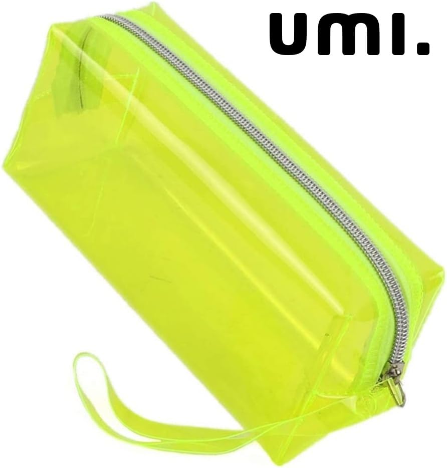 Image of Amazon Brand - Umi Clear Pencil Pouch PVC Large Pencil Case Zippered Waterproof Stationery Pouch for Students Yellow,Pencil Case,Office Supplies (Yellow)