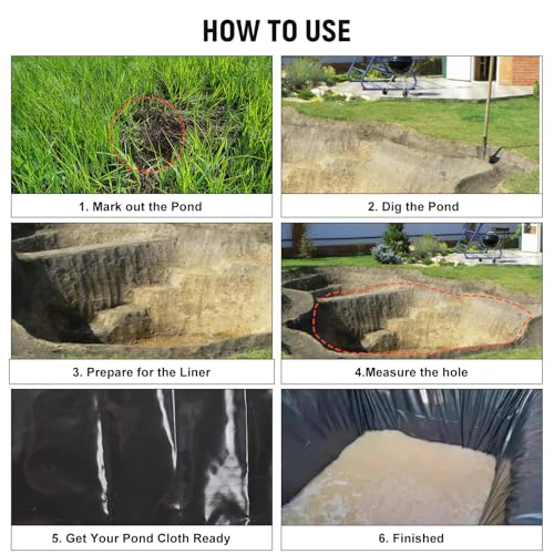 HonGien Teichfolie 1.2x2.1m Teichfolien Schwarz HDPE Gartenteich Teichplane große Fischteichfolie Dichtungsfolie Teichmembran für Fischteiche Brunnen Wassergarten und Wasserfall Springbrunnen