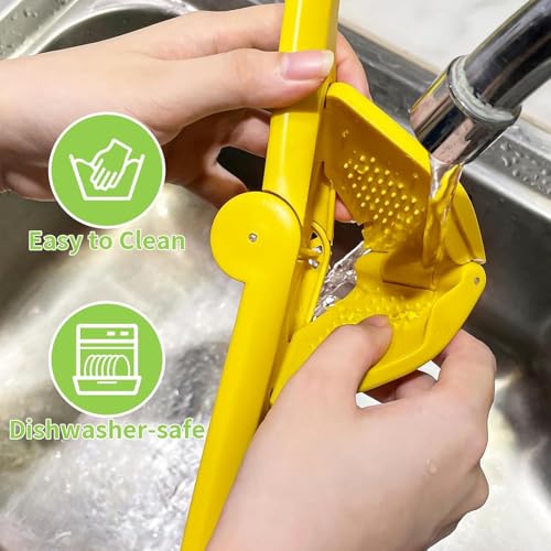 Manual Lemon Squeezers, Max Juice Extraction Juicer for Effortless Citrus Juicing, Easy-to-Use Flat Lime Squeezer with Leverage and Built-in Strainer, Yellow - Image 4