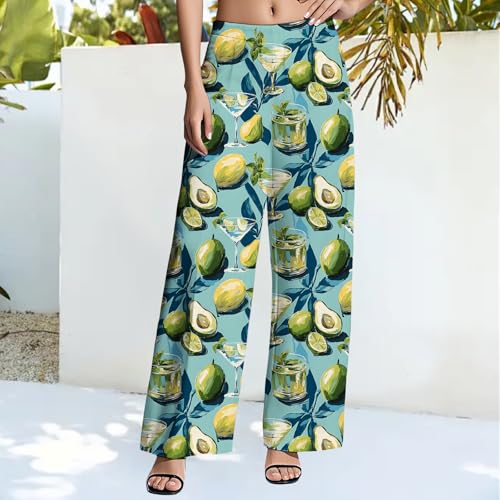 Women's Wide Leg Patterned Pants Colorful Fruit Graphic Printed Trousers Summer Loose Fit Comfy Outfits2