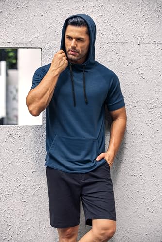 COOFANDY Men's Short Sleeve Hoodies Casual Workout Gym Tops Outdoor Athletic T-Shirts With Pockets - Image 3