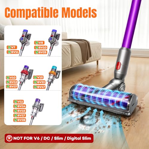 Image of Direct Drive Cleaner Head Turbine Floor Tool for Dyson V7 V8 V10 V11 V15 Cyclone Cordless Vacuum Cleaner, Motorhead Cleaner Head Brush Turbine Tool (Direct Drive Cleaner Head)