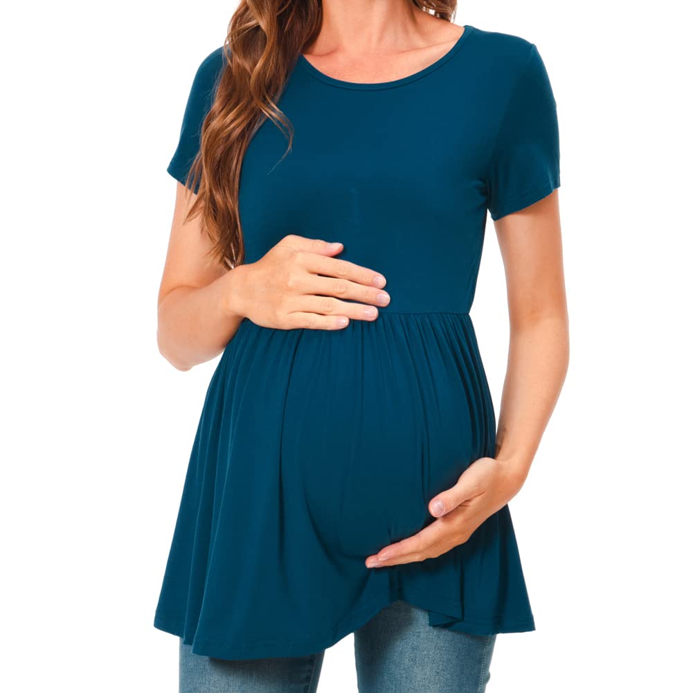 Bearsland Top maternità Donna Manica Corta Girocollo Camicia maternità Vestiti Gravidanza
