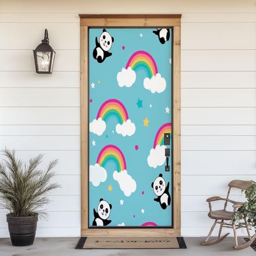 Kanworse 3D Panda Friends Door Sticker