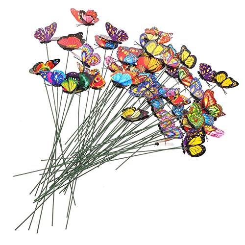 JOINPAYA 50 pièces Piquets Décoratifs Jardin Simulés Ornements Réalistes avec Ailes Mobiles pour Plantes Pots et Extérieur Couleurs Aléatoires Couleur Aléatoire Couleur Aléatoire