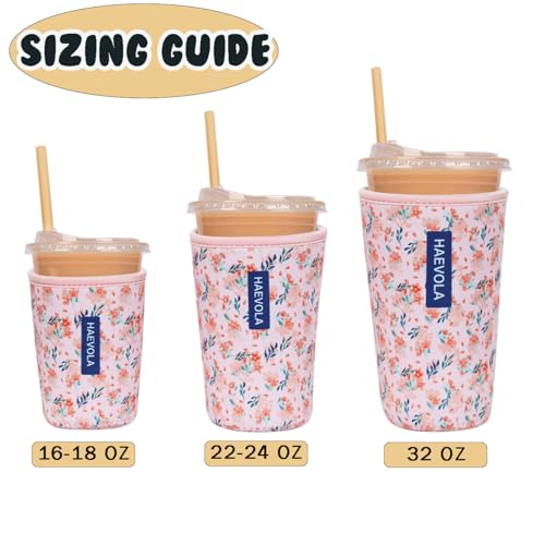 Image of Reusable Insulated Neoprene Iced Coffee Cup Sleeve, Durable Drink Sleeve for Cold Beverages, Beverage Holder for Iced Coffee, Blush Ditsy