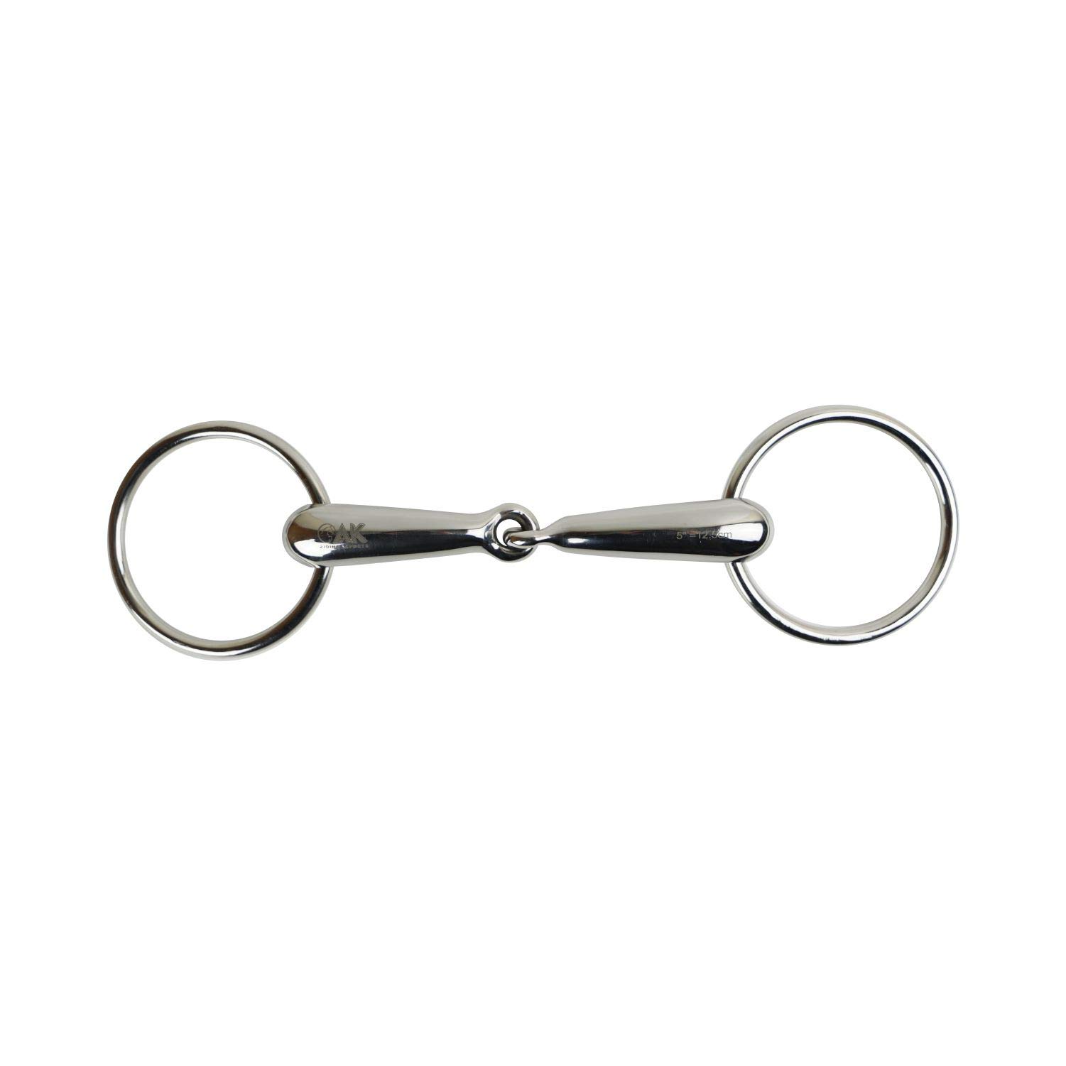 AK Loose Ring Single Jointed Snaffle Hollow Horse Riding Bit AKRS-2636 (6.00'', Silver)