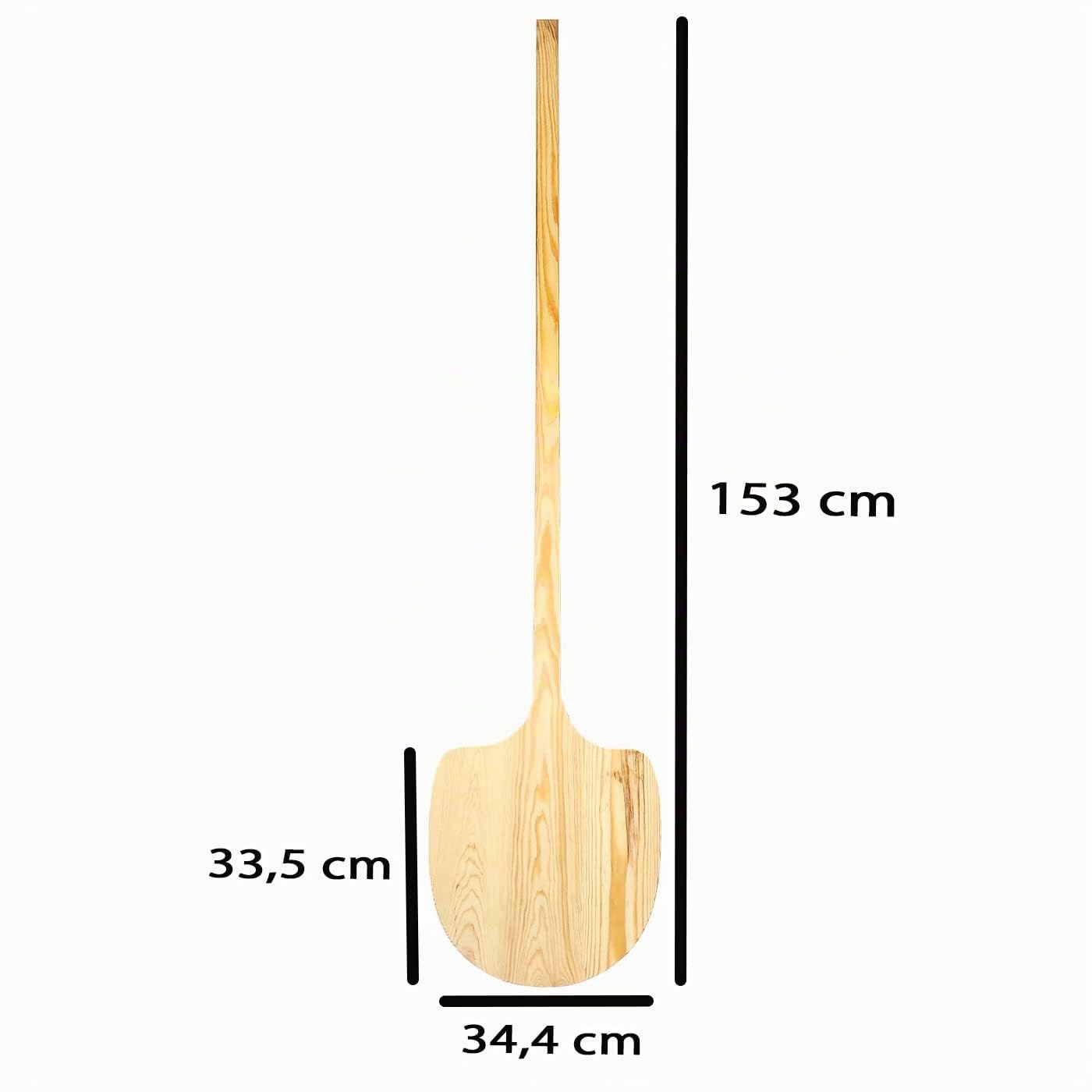 Acan - Pala in legno per pane e pizze, superficie 34,4 x 33,5 cm, manico lungo, ideale per forni a legna profondi, panetterie, 153 cm