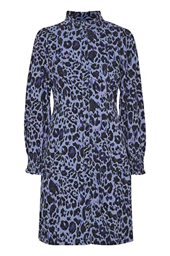 Part Two Damen Ruthiepw Dr Lässiges Kleid, Blaue Beanie-Mütze mit Leo-Print, 34