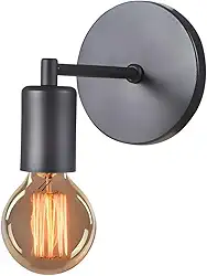 Arandela de Parede Retrô Moderna, Estilo Industrial, Metal Preto, com Suporte para Lâmpada E27