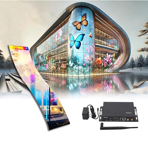 Image of Self-Adhesive LED Flexible Transparent Film Screen for Retail Windows, Storefronts, Glass Doors and Many More for Digital Advertising | Sunlight-Readable Display (P16, 1 Pack with TB20 Box)