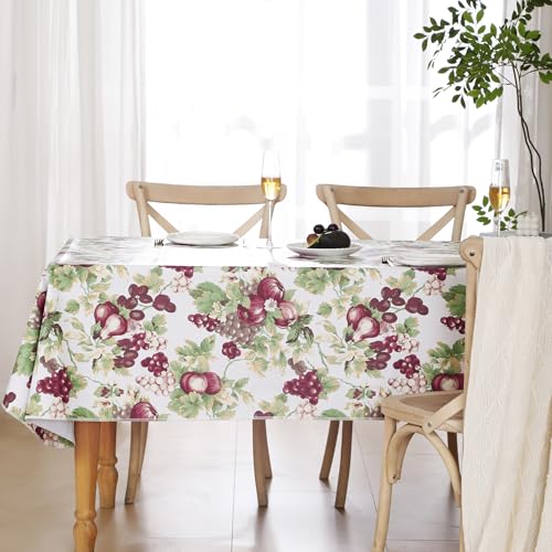 Image of Walrus Heavy Duty Vinyl Tablecloth with Flannel Backing Waterproof Oil-Proof Plastic Table Cloth Stain-Resistant Wipeable Rectangle or Square Table Cover for Indoor and Outdoor (Fruits, 52x70 Inch)