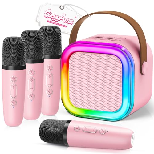Upgraded Mini Karaoke Machine with 4 Wireless Microphones for Kids Girls Boys - Karaoke Party Speaker Christmas Birthday Gifts for 4 5 6 7 8 9 10 11+...