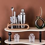 Leather Brown 9-Piece Bar Tool Holder Stand for Bartender Kit Storage Display (Bar Tools are Not Included), Resin Cocktail Shaker Set Holder, Free Standing Bartender Tool Holder - Image 3