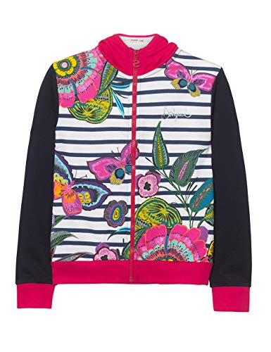 Desigual Girl Knit Jacket (Sweat_chejov) Chaqueta, Azul (Navy 5000), 164 (Talla del Fabricante: 13/14) para Niñas