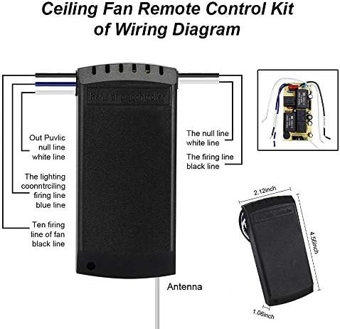 QIACHIP Universal Wireless Ceiling Fan Remote Control kit with 3 Speeds & 4 Timing Setting Fan Pendant lamp Remote Controller Transmitter and Receiver for Home Office Hotel Restaurant