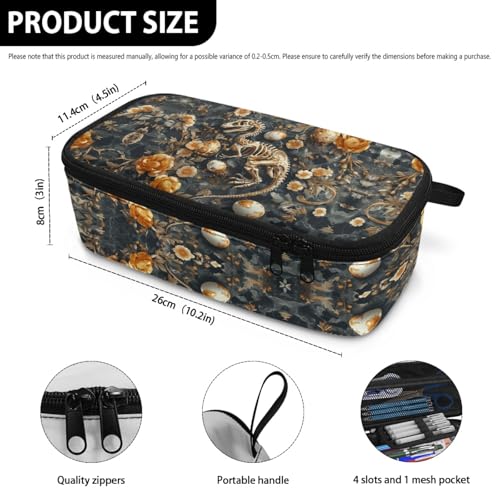 Image of Boys Pencil Pouch Dinosaur Fossil Pencil Case Large Capacity,Cool Pencil Container for Elementary Kids Children Pencil Bag for Girls Adults Women Make Up Bag for Travelling Outdoor