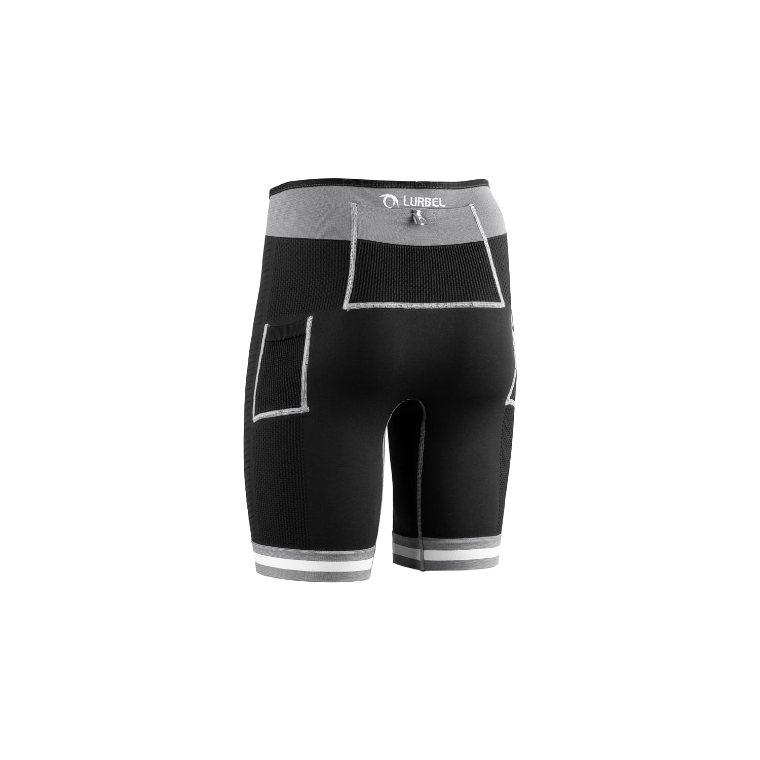 Lurbel Spirit Flux Shorts, Mallas Cortas de Hombre, Shorts de Trail Running, Mallas Transpirables y Antibacterianas. (L, Negro/Gris Hielo)