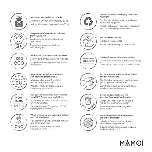 MAMOI® Schaukelpferd Holz für Kinder | Modern Wippe Holz Pferd minimalistisches Design | Schaukel Pferd aus helles rohes… – Bild 5