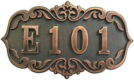Griony Personalized Cast Imitation Metal Address House Plaque - Custom House Number Sign - Bronze with Gold Numbers