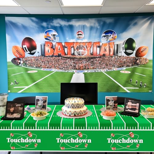 Image of Childom Football Party Decorations,3 Pack Football Tablecloth Disposable Plastic Tablecloth 54 inch X 108 inch Plastic Table Cloth for Rectangle Tables,Birthday Party Decor,Parties Supplies for Home,Dinner