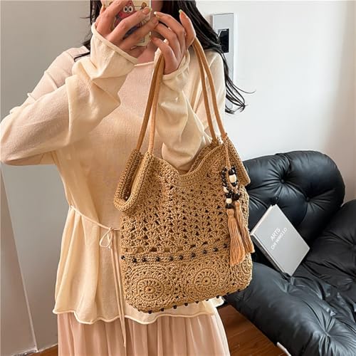 Crochet Hobo Bag Fashion Tassels Shoulder Bag Boho Beach Handbag4
