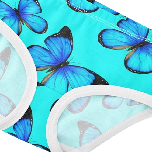Toddler Girls Underwear 2t Cotton Little Girl Panties Aesthetic Underpants Briefs Blue Butterflies Bright Turquoise4