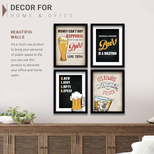 Image of kotart - Framed Posters for Bar Kitchen Restaurant Wall Decor - Bar Theme Frames - Framed Posters for Wall Decor Set of 4 (13x17 inch)(Art 4, Big)