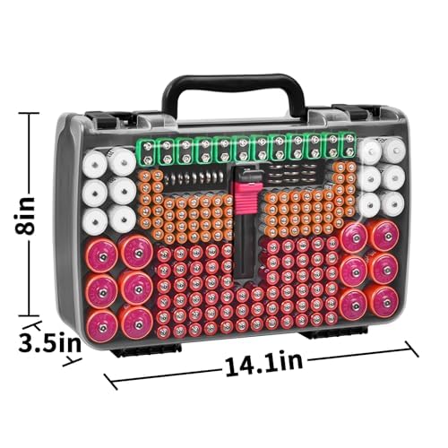 269 Batterien Batteriebox mit Batterietester, Double-Sided Batterie Aufbewahrungsbox, Tasche Hält AA AAA 4A C D Cell 9V 3V Lithium LR44 CR2 CR123 (Hellgrau)
