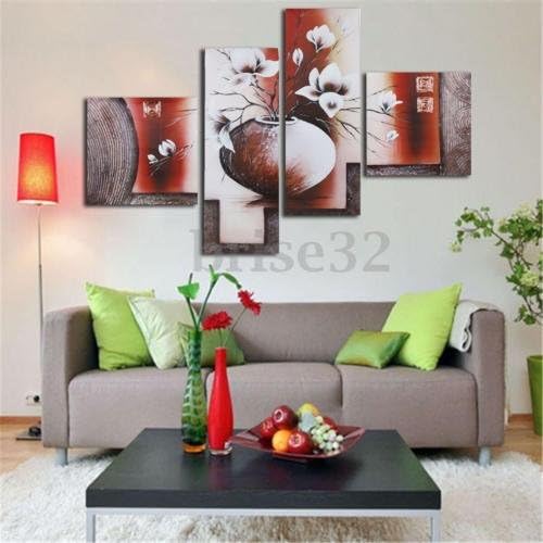 4Pcs Huge Flower Canvas Modern Oil Painting Print Art Wall Home Decor No Frame