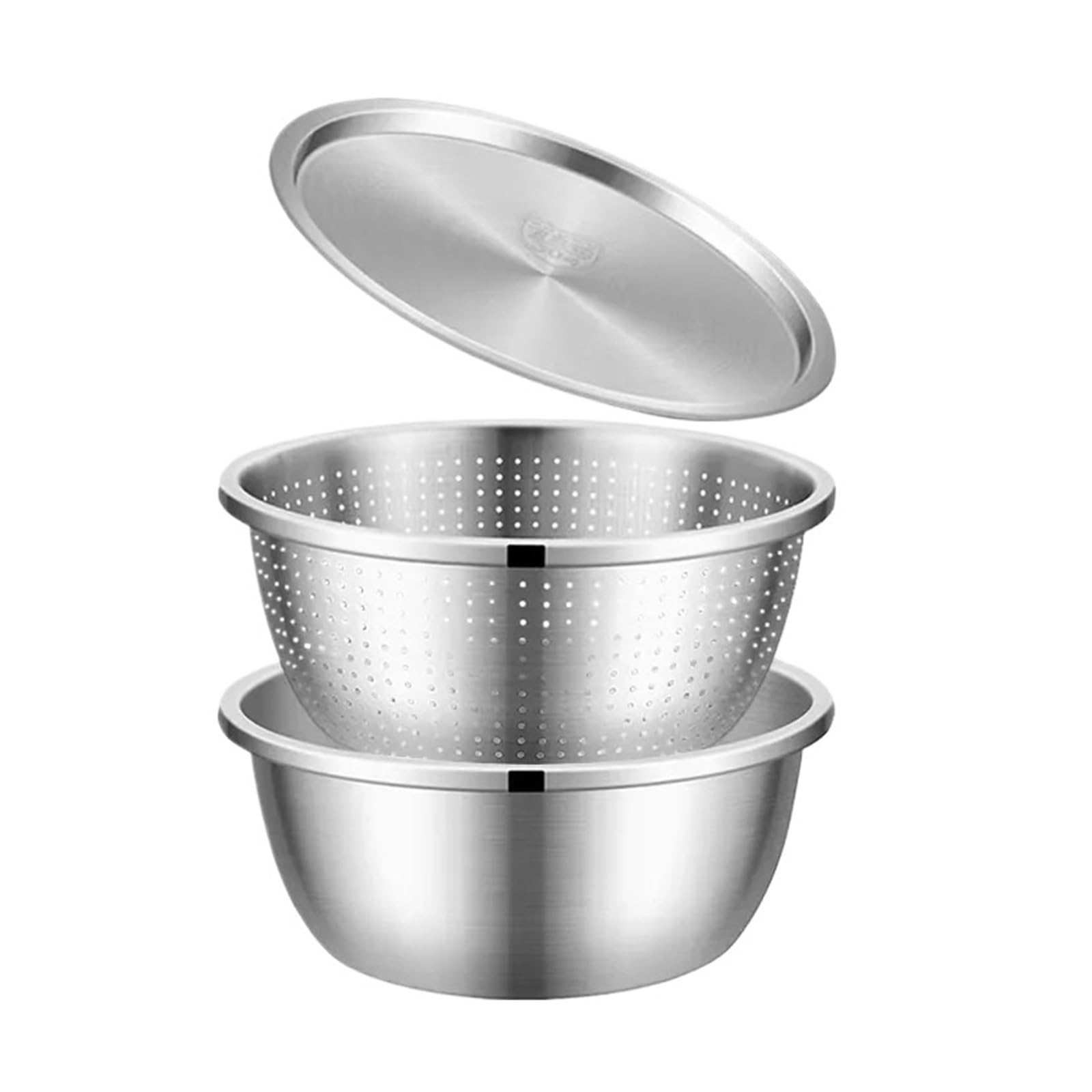 Generisch 3-teiliges Schüssel-Set aus Edelstahl 304 (mit Deckel und Sieb)(18cm)