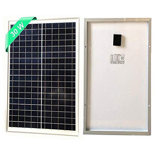 AUECOOR 30W 12 Volt Polycrystalline Solar Panel Waterproof Solar Module 12V Battery Charging Boat Cabin Most of Cars Motorcycle House