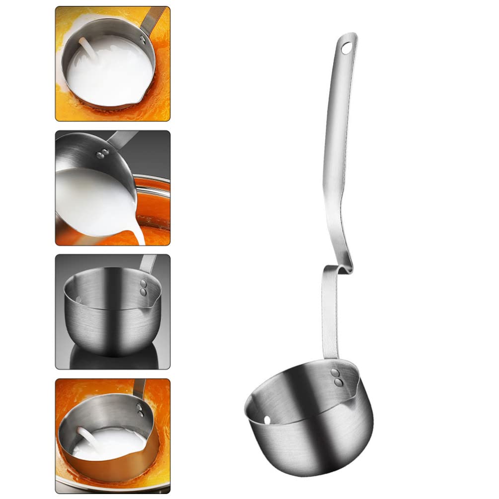 YARDWE Oil Separator Soup Ladle Stainless Steel Soup Ladle Gravy Food Fat Separator Skimmer Spoon Cooking Serving Spoon for Soup Porridge Chili Gravy Salad Dressing